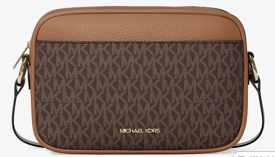 Michael Kors Jet Set Travel Large Signature Logo Camera Crossbody Bag "Brown"