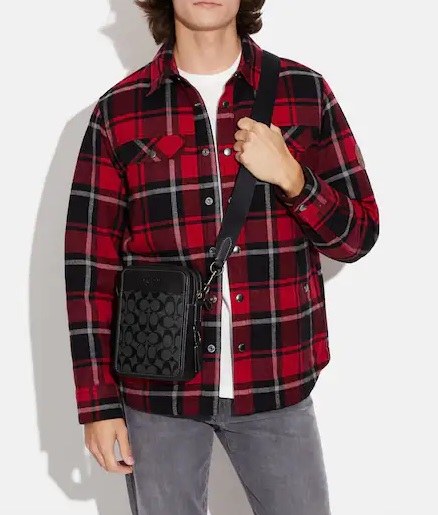 Coach Sullivan Crossbody In Signature Canvas "Gunmetal/Charcoal/Black" (حقيبة كروس بودي Coach Sullivan من قماش Signature (رمادي/فحمي/أسود))