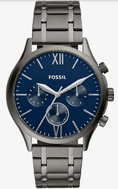 Fossil Fenmore Analog Men's Stainless Steel Watch "Blue Dial" ساعة فوسيل فينمور التناظرية للرجال من الفولاذ المقاوم للصدأ "مينا أزرق"