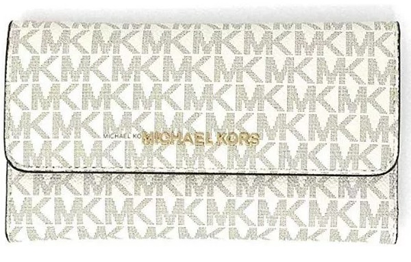 Michael Kors Jet Set Travel Large Trifold Leather Wallet (Vanilla)