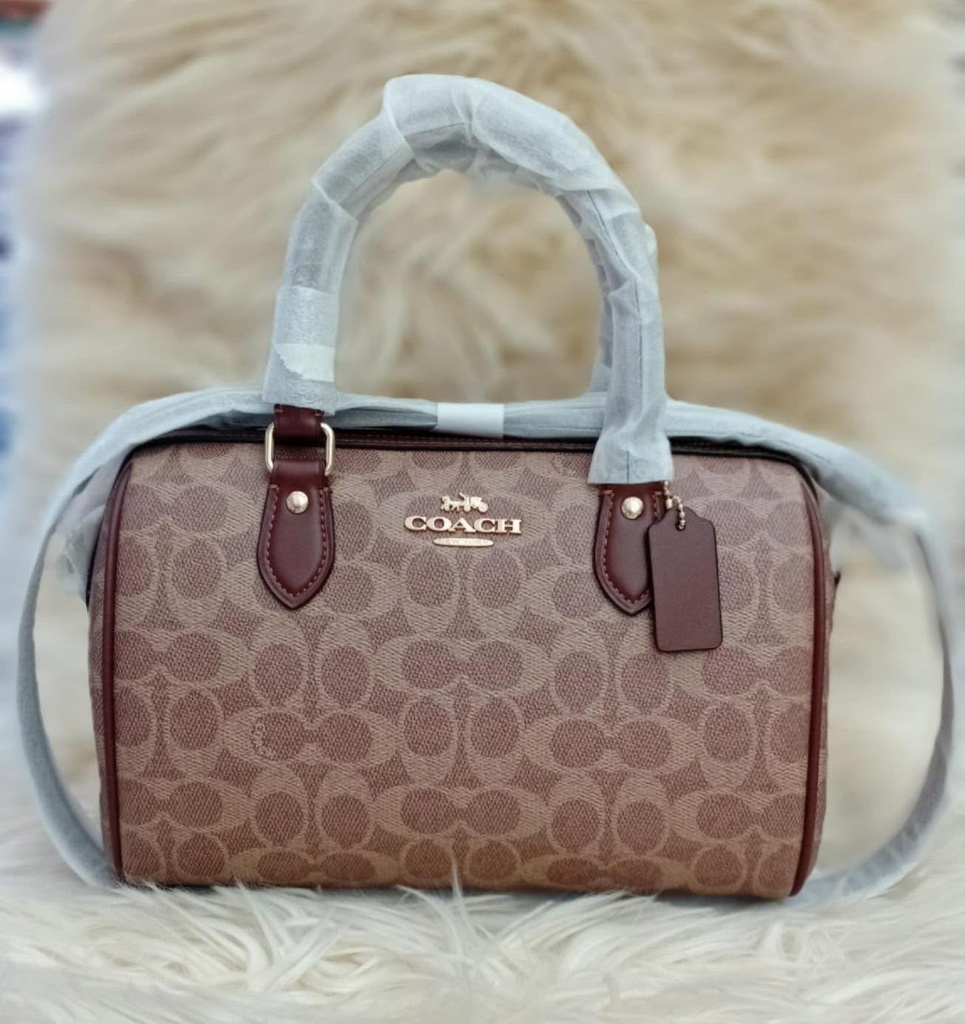 Coach Rowan In Signature Canvas "Gold/Tan Brown"/سيجنيتشر "ذهبي/بني فاتح"حقيبة كوتش روان من قماش