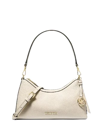 Michael Kors Sammy Small Pebbled Leather Convertible Crossbody Bag Light Cream (حقيبة مايكل كورس سامي الصغيرة القابلة للتحويل من الجلد المحبب، لون كريمي فاتح)