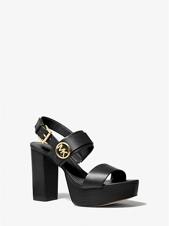 Michael Kors Carmen Faux Leather Platform Sandal (Black)