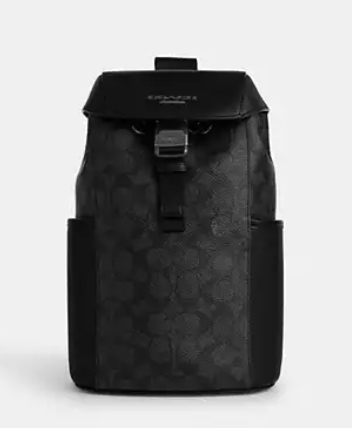 Coach Zip Racer Pack In Signature Canvas "Charcoal Black"