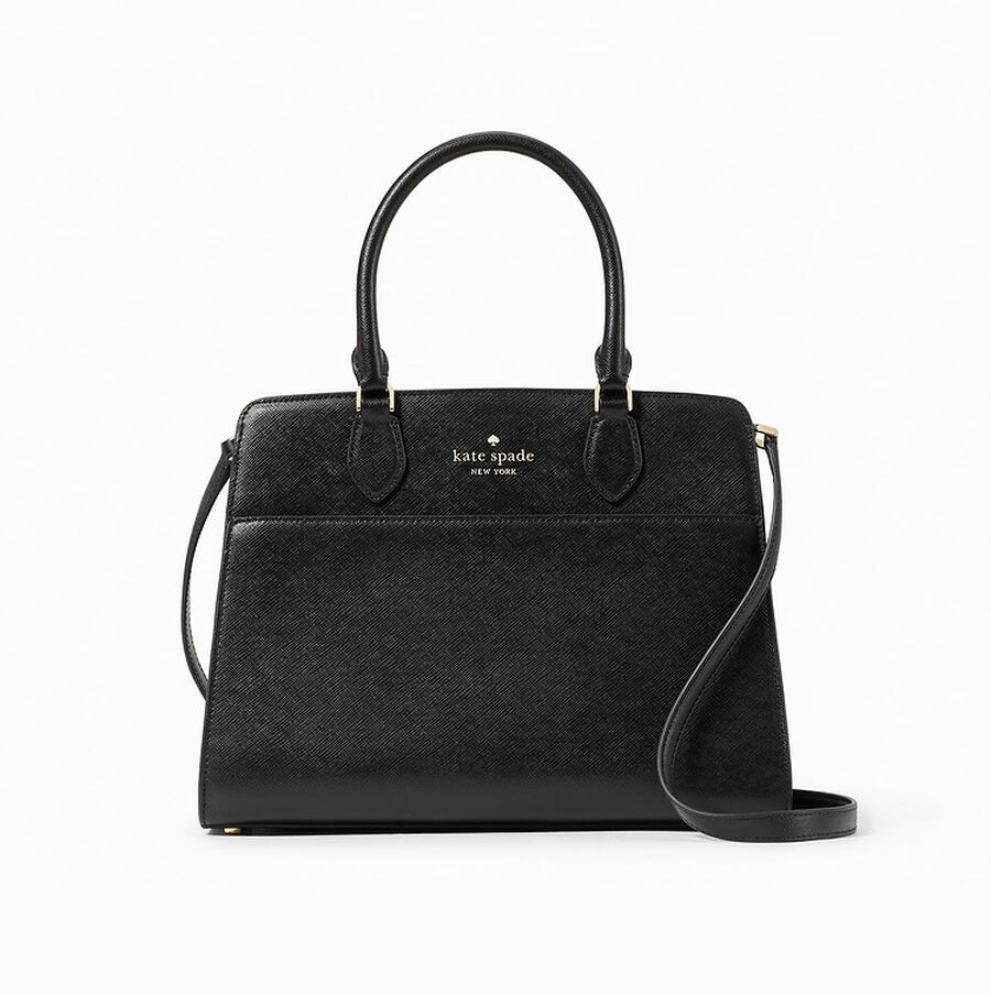 Kate Spade Madison Saffiano Medium Satchel (Black) حقيبة كيت سبيد ماديسون سافيانو متوسطة الحجم (أسود)
