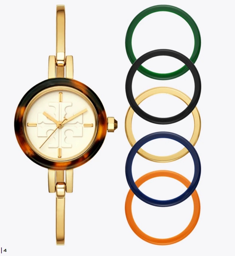 Tory Burch Gigi Bangle Watch, Multi-Color/Gold-Tone, 27mm