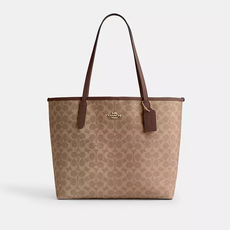 Coach City Tote Bag Tan Brown (حقيبة تسوق من كوتش سيتي، لون بني فاتح)