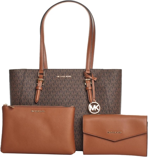 [35F3GCFT9T] Michael Kors Charlotte Large 3-in-1 Tote Crossbody Handbag Leather (حقيبة مايكل كورس شارلوت كبيرة 3 في 1 توت كروس بودي جلدية)