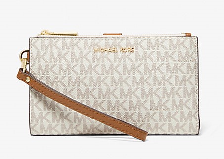 [35F8GTVW0B] Michael Kors Jet Set Travel Large Zip Wristlet Card Wallet (Vanilla)