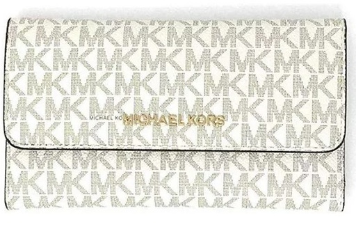 Michael Kors Jet Set Travel Large Trifold Leather Wallet (Vanilla)