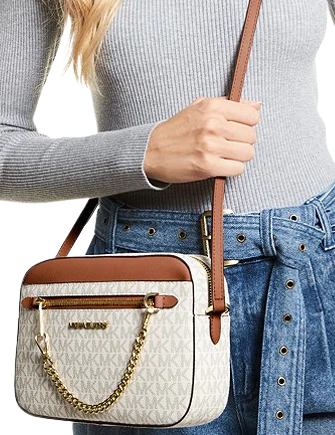 [35S1GTTC9B] Michael Kors Jet Set Large Logo Crossbody Bag (Vanilla)