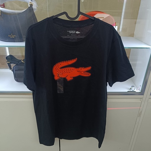 Lacoste Orange Print Black Medium T-Shirt