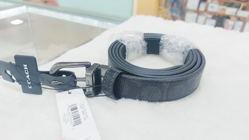 [CX057] Coach Harness Buckle Cut To Size Reversible Belt 25mm "Charcoal Black
