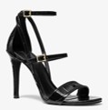 [40F0CAHA1E] Michael Kors Cardi Sandal Embossed Crocodile Leather Sandal Black (US6W)